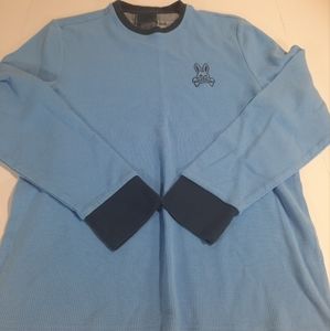 Psycho Bunny Thermal Shirt Mens Medium M Blue Waffle Knit Long Sleeve Logo